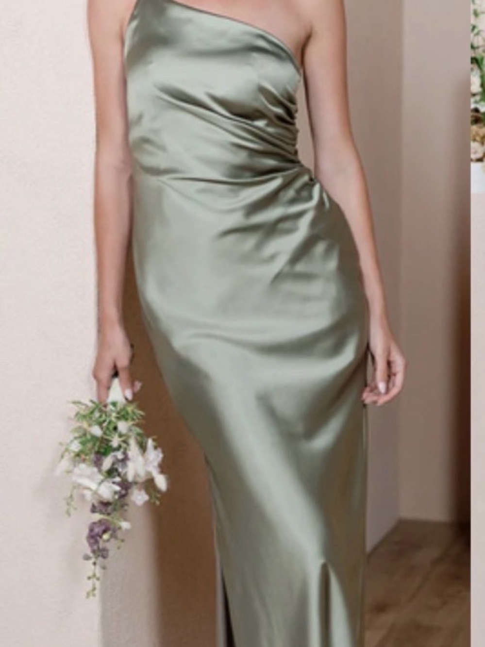 Revelry sage satin dress